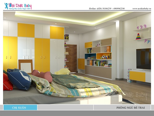 Thiết kế phòng ngủ bé trai đẹp nhiều tông màu năng động